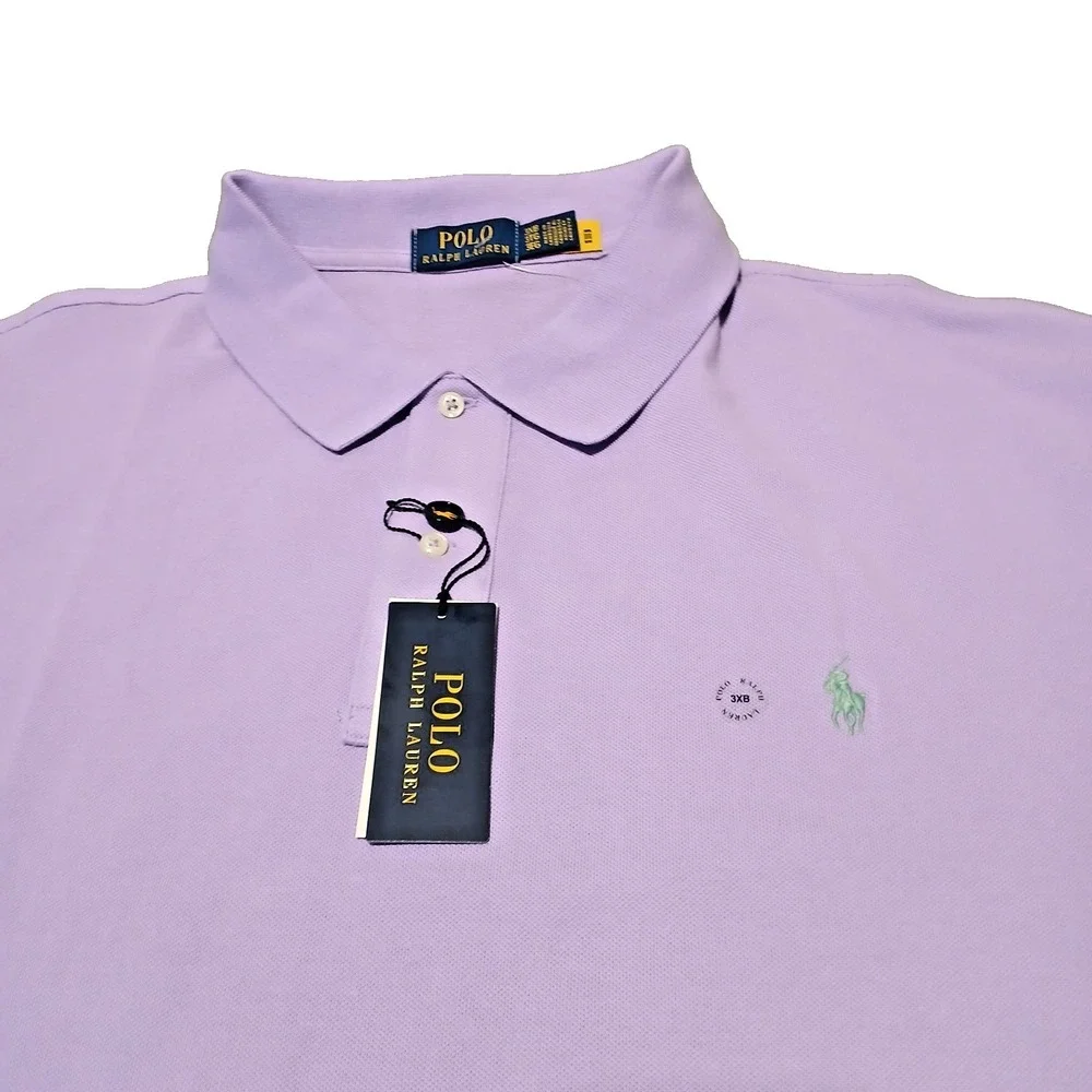 Polo Ralph Lauren Polo Shirt Mens 3XB BIG Purple Solid Casual‎ Short Sleeve